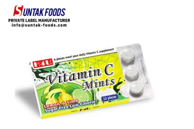 China Low Calorie Sugarless Hard Vitamin C Candy With Lemon / Lime Flavor for sale