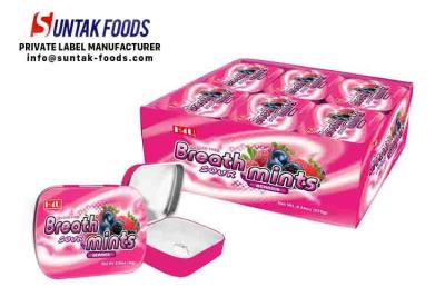 China Mix Berries Flavor Tin Box Candy , Sugarless Hard Sour Strawberry Candy for sale