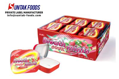 China Sour Sweets Sugar Free Candy For Diabetics , Tin Box Round Mint Candy for sale