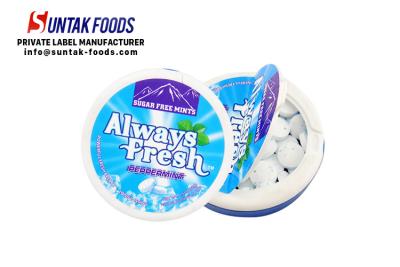 China Round Box Sugar Free Mint Candy For Diabetics , Low Calorie Hard Candy Long Lasting Cooling for sale