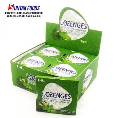 Chine Naturellement eucalyptus libre de pastilles de sucre frais de souffle assaisonné avec le habillage transparent à vendre