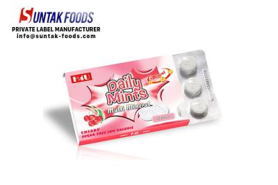 China Custom Round White Functional Candy Multi Mineral Sour Cherry Candy for sale