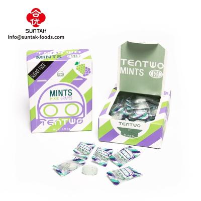 China Sugar Free Grapes Flavoured Strong Mints Candy In Paper Box Pack for sale