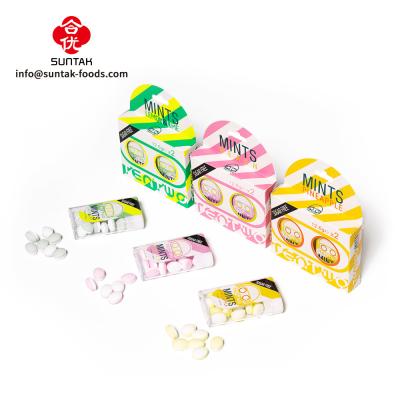 China Private label sugar free mints fruity tablet candy in plastic container 12.6g*2 for sale