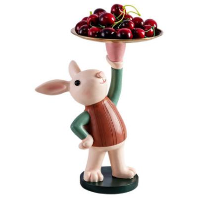 China Art Decor Nordic Creative Yoga Rabbit Fruit Snack Tray Ornaments Figurine For New Home Gift Key Jewelry Home Decoration for sale