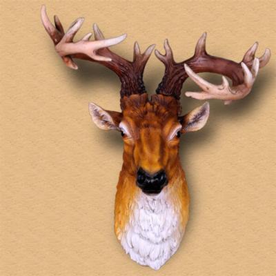 China Art Decor Hotel Bar Clubhouse Hotel Lobby Home Life Size Deer Animal Head Sculpture Decoration Life Size Resin Wall Figure For Retail Displays for sale