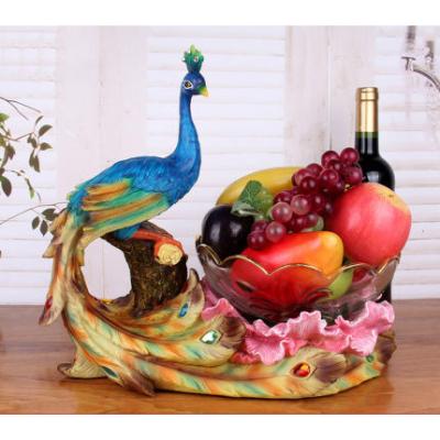 China Resin Fruit Dish Wedding Gift Home Candy Dish Peacock Fruit Bowl Art Decor Chinese New Creative Housewarming Gift for sale