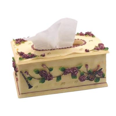 China Europe Decor Gift Office Resin Opens Retro Flower Tissue Box for sale