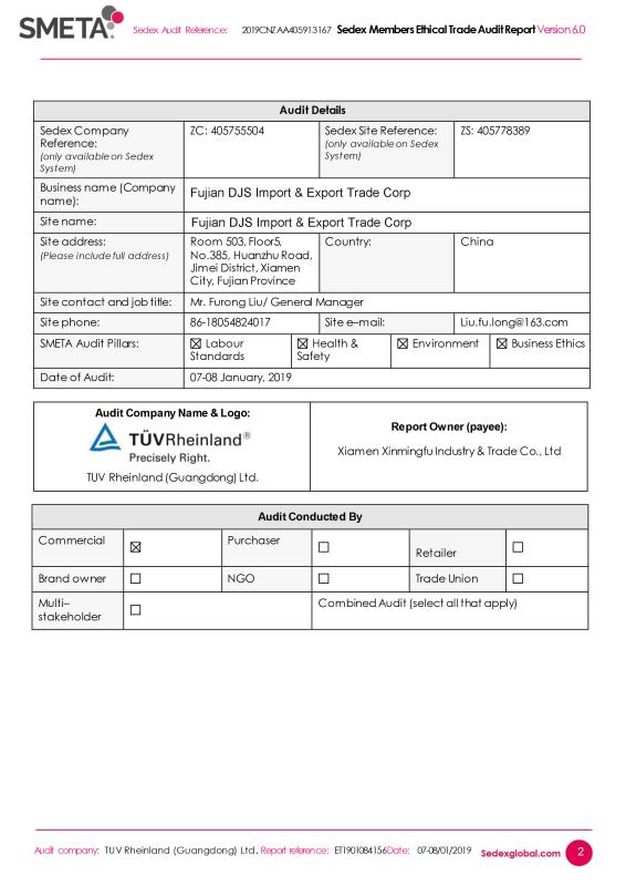 sedex - FUJIAN DJS IMP & EXP TRADE CORP