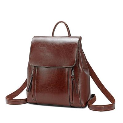 China OEM Waterproof Genuine Vintage Leather Women Backpack Fashion Backpack For Girl for sale