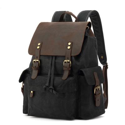 China 2022 Unisex Genuine Crazy Leather Weekend Cow Canvas Design Bags Waterproof Trending Outdoor Shoulder Backpacks for sale