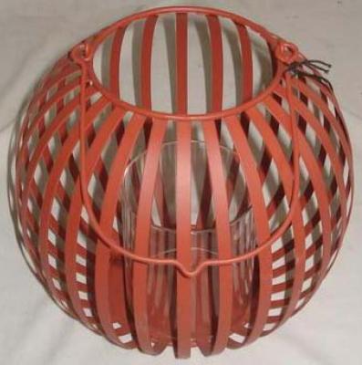 China Metal Arts and Crafts for Home Decoration Hanging Red Metal Lanterns in Bamboo Visual Effect for sale