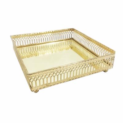 China Hotel Mirror Food Trays Mirror Cake Trays Mirror Serving Trays for sale