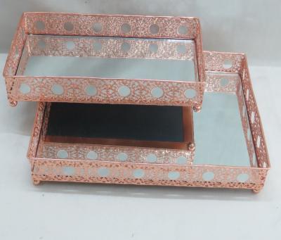 China Hotel Trays Metal Jewelry Trays Decorative Metal Dresser Serving Trays for sale