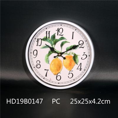 China Modern Design Antique Silent Plastic Clock Style Decor Kitchen Fruit Home Wall Clock for sale