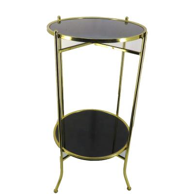 China Metal Rolling Modern Round Glass Top End Table for sale