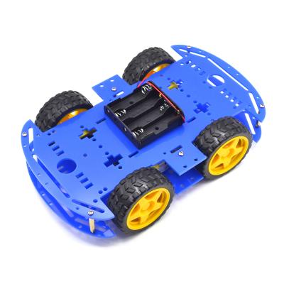 China 1PC Blue Car Chassis Smart Robot DIY Kit Speed ​​Encoder Battery Box 4WD 4 Wheel Drive Electronic Car DIY Kit for sale