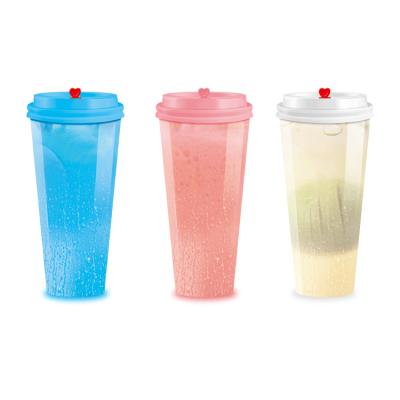 China 700ml COFFEE OEM Cold Drink Plastic Cups With Lid for sale