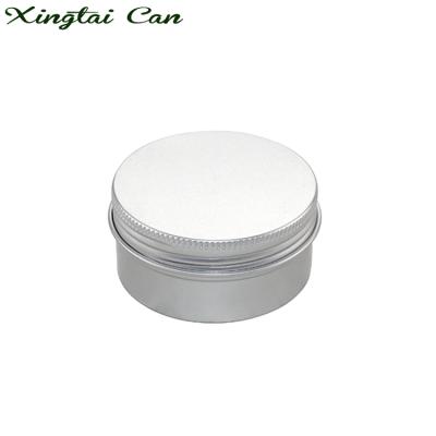 China Other Manufacturers Customized Aluminum Round Cosmetics Tin With Screw Lid Silver Blush Box Portable Soap for sale