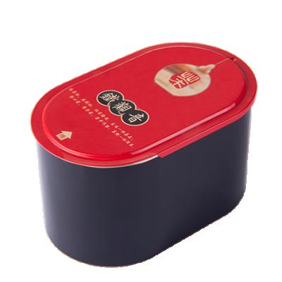 China Recyclable Metal Tin Shape Storage Box Oval Tea Candy Cookie Snack Tin Box for sale