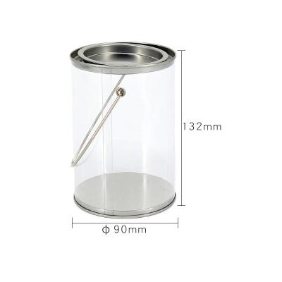 China Portable Lids Bottom Tin Transparent Body PVC Packing Box Tin Box Pet Packing Box for sale