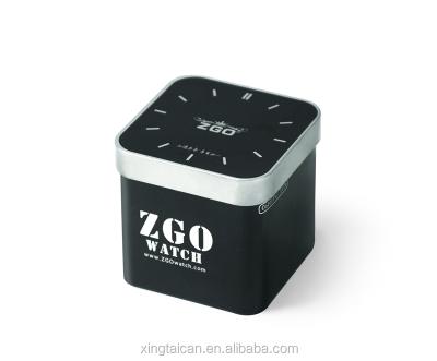 China Recyclable Black Square Watch Gift Tin Box for sale