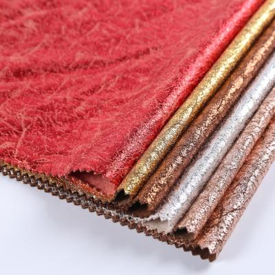 China Soft handfeeling glitter suede baking faux gold PU leather fabric Abrasion-resistant for clothing for sale