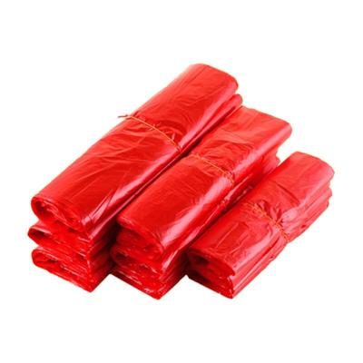 China Disposable Red Garbage Bag Thickened Household Vest Portable Bag Disposable Plastic Bag Wholesale for sale