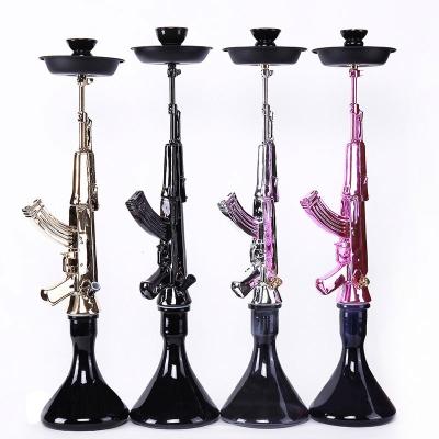 China Modern Smooking Shisha Unions Smoking Shisha Modern Ak47 Gun Rose Gold Nargile Glass Resin Glass Russian Luxury Hookah Set for sale