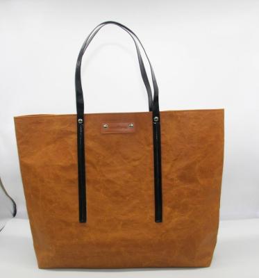 China Recyclable Custom Washable Color Logo Shopping Tote Paper Handbag Shopping Paper Bags With Logo for sale