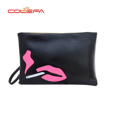 China Waterproof Cute Custom Cute Ladies Lip Printing Pink Ladies PU Makeup Bag Travel Women's Lips Makeup Bag Clutch Purse Cosmetic For Woman for sale