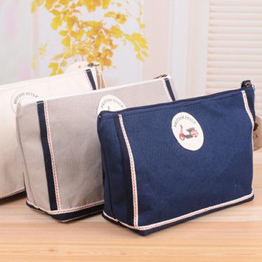 China Custom Portable 16Ann Cotton Cosmetic Make Up Luggage Bag Canvas Lady Makeup Cosmetic Bag With Lining for sale