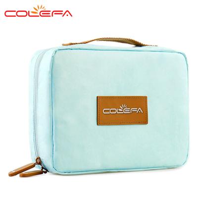 China Custom Natural Organic Makeup Bag Cosmetic Organizer Double Zipper Cotton Wash Pouch Toiletry Bag Private Label Fashion Logo Train for sale