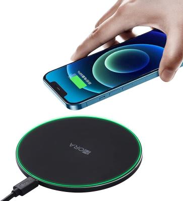 China Wireless Charging 1 HORA 10w Wireless Charger Pad Cell Phones Led Lightweight Fast Charging Wireless Charger for sale