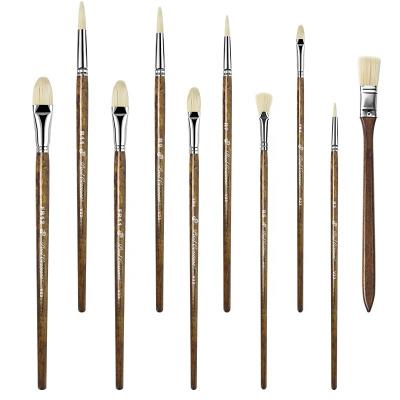 China Watetcolor 10pcs/set Professional Custom Paint Factory Price Logo Bristle Hair Brush Oil Painting Brush for sale