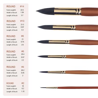 China Watetcolor Painting Wholesale Art Materials 7Pcs Animal Hair Shape Birch Wood Handle Customized Brush Animal Hair for sale