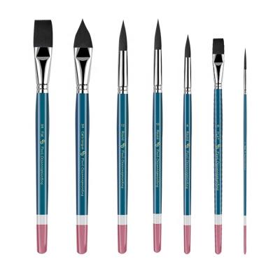 China Supplier Mixed Shape Art Nylon Brush Set, Hair Flat Nylon Oil Painting Art Tools for sale