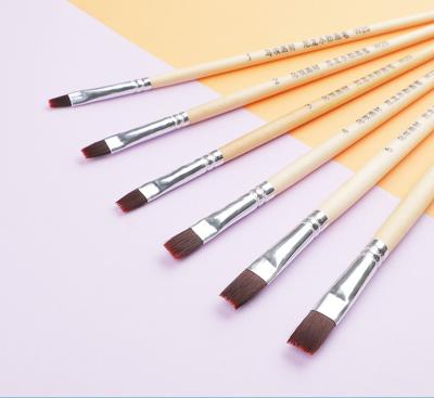 China Flat Artist Painting Brush Set, 6pcs Different Size Wall Nylon Factory Supplier Paint Brushes for sale