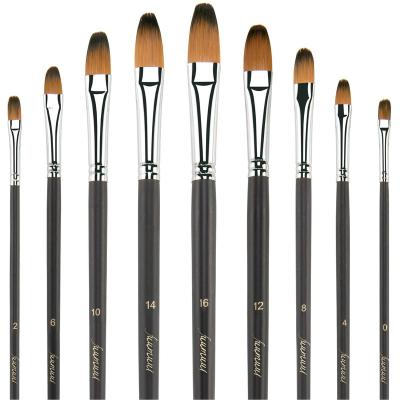 China Beginner Professional Nylon Watercolor Student Artist Hair Gouache Play Brush Flat Nails Art Paint Brushes For Painting for sale