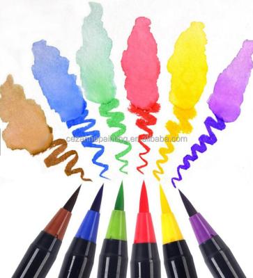 China Professional Artist Art Supplies Hot Selling Nylon Watercolor Pen Tip 12 24 48 Color Water Color Brush Pens For Art for sale