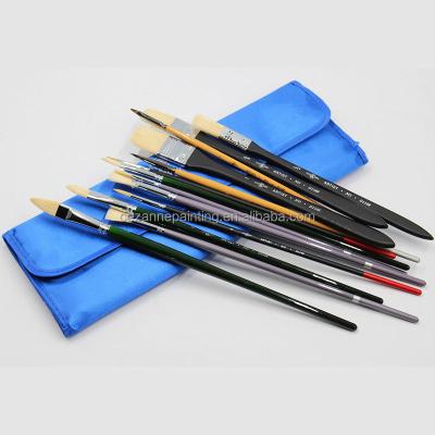 China Wholesale 13 PCS Watetcolor Paint Straighten Premium Pig Hair Around Artist Paint Brush Fan Oil Painting Brush Set for sale