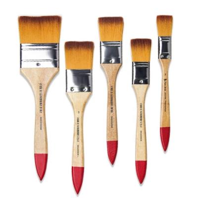 China 5PCS Flat Hair Short Handle Art Brushes Primum Quality Nylon Nylon Paintbrush for sale