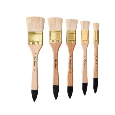 China Nylon Professional Different Sizes 5pcs Bristle Brush Home Wooden Handle Tool Brush Flat Paint Brush for sale