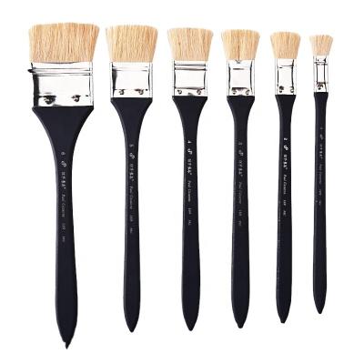 China Wholesale Flat Wool Wall Paint Brush, Blue Wooden Handle Long Handle Wool-acrylic Painting Brushes for sale