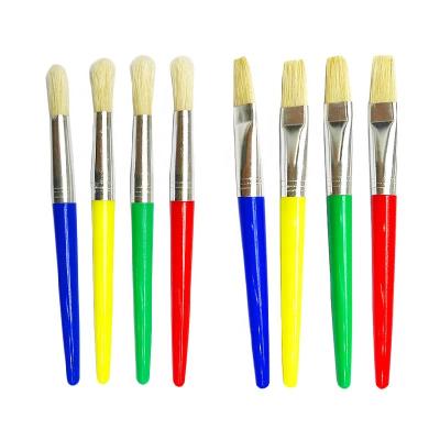 China Watetcolor Paint 4PCS Children Stiffen Hair Oil Paint Brush Artist For Kids Acrylic Gouache Oil Painting Wholesale for sale