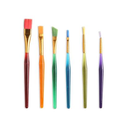 China Hot Selling Candy Color Nylon Handle Plastic Kids Paint Brush, Nylon Hair Painting Brushes For Kids for sale