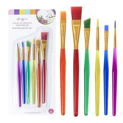 China Watetcolor Painting Cheap Price 6 Pcs Colorful Nylon Art Painting Kids Painting Brush For Oil Painting Brush for sale