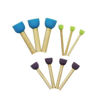 China Hot Sale Colorful Sponge Mushroom Sponge Painting Brush, Children Foam Wooden Handle Drawing Tools for sale