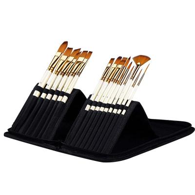 China Watetcolor 15Pcs Paint Artist Nylon Paint Brushes Oil Painting Brush with Sponge and Canvas Knife for sale