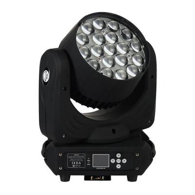 China Event/theater ZOOM/tvshow/amphitheater/club/bar/dj/disco 19*15W Wash LED Head Moving RGBW 4in1 LED Joint Head Light Moving for sale